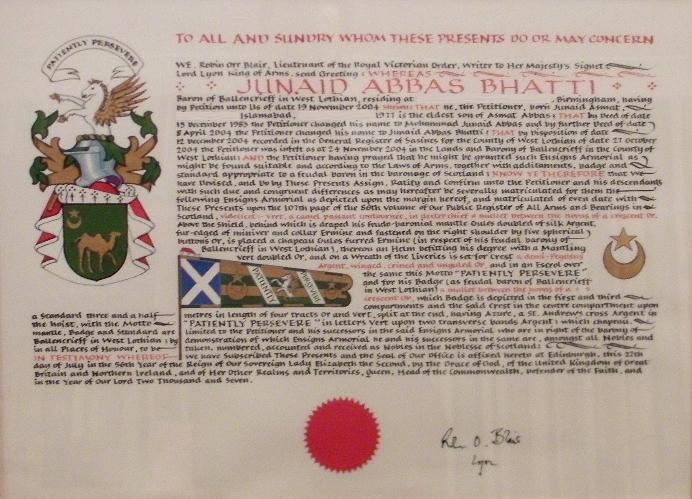 Coat of Arms granted to Baron of Ballencrieff